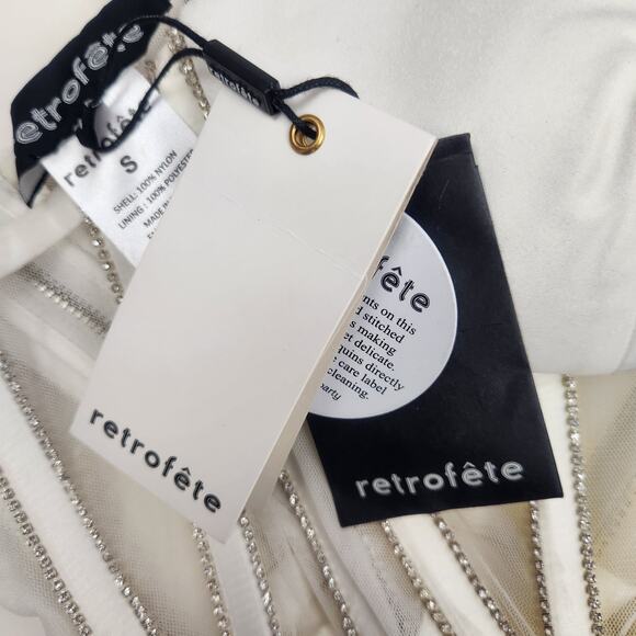 Retrofete Lex Top Strapless Corset Bustier White Rhinestone Small NWT Bridal - Picture 10 of 12